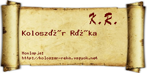 Koloszár Réka névjegykártya